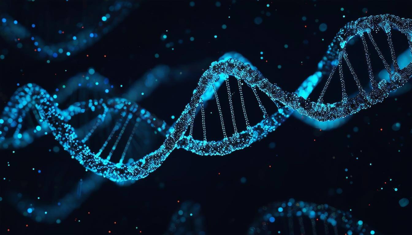 Black background futuristic dna data